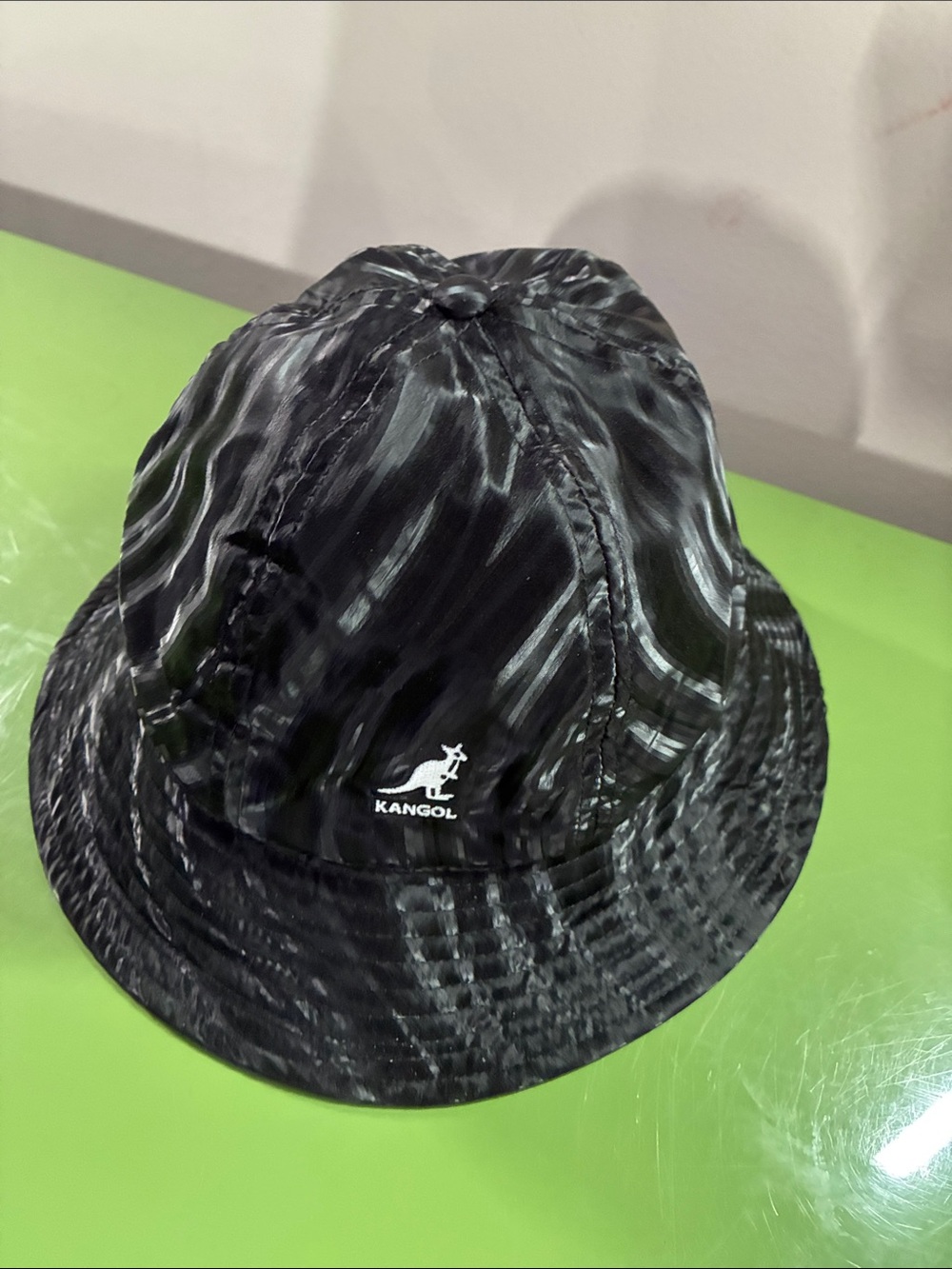 Kangol  Marble-Pattern Black & Silver Bucket Hat